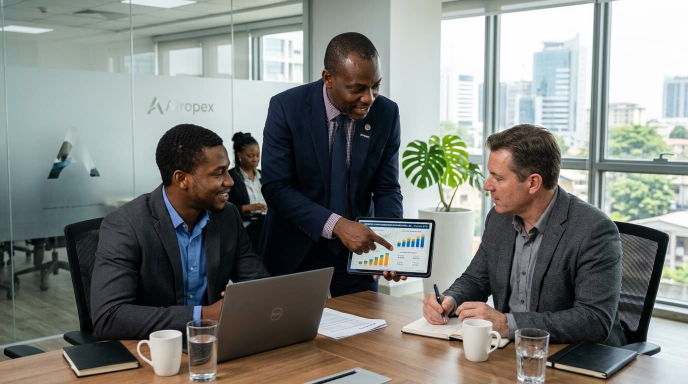 Consultant présentant un tableau de bord de performance commerciale B2B